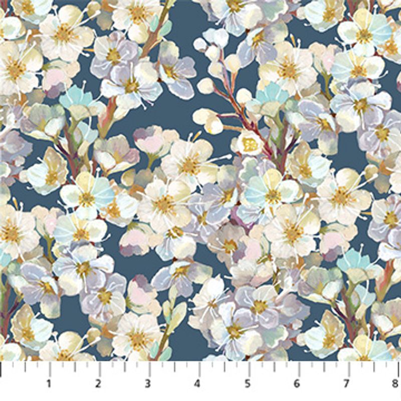 Elegance, petrol med blomster