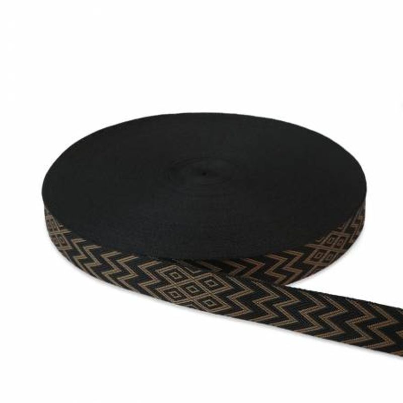 Webbing sort med brunt mønster 1,5