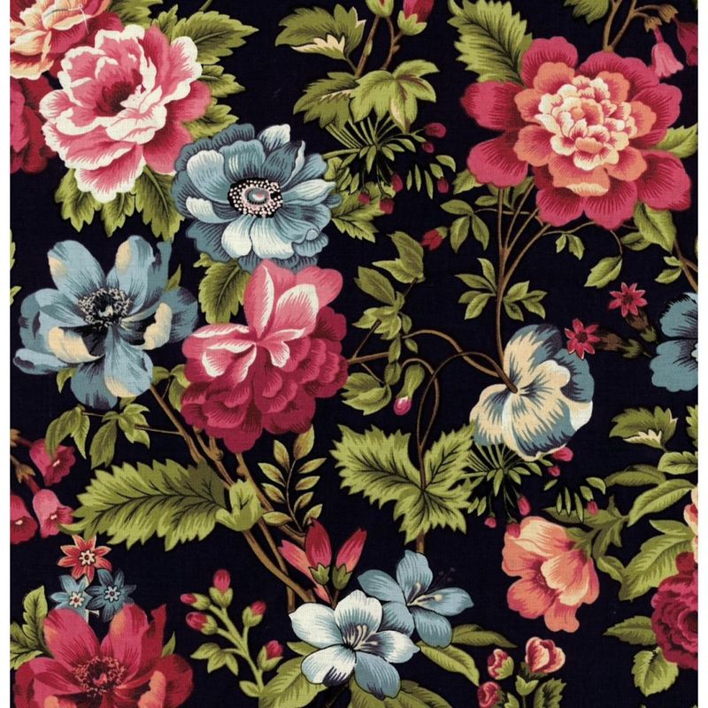 Mørkeblå med store blomster